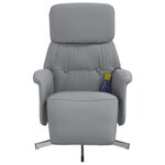 vidaXL Fauteuil inclinable de massage et repose-pieds gris clair tissu