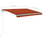 vidaXL Auvent manuel rétractable avec poteaux 3x2 5 m Orange et marron