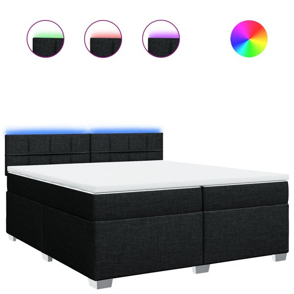 vidaXL Sommier à lattes de lit avec matelas Noir 200x200 cm Tissu