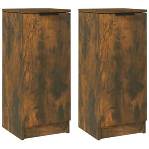 vidaXL Buffets 2 Pièces Chêne fumé 30x30x70 cm Bois d'ingénierie