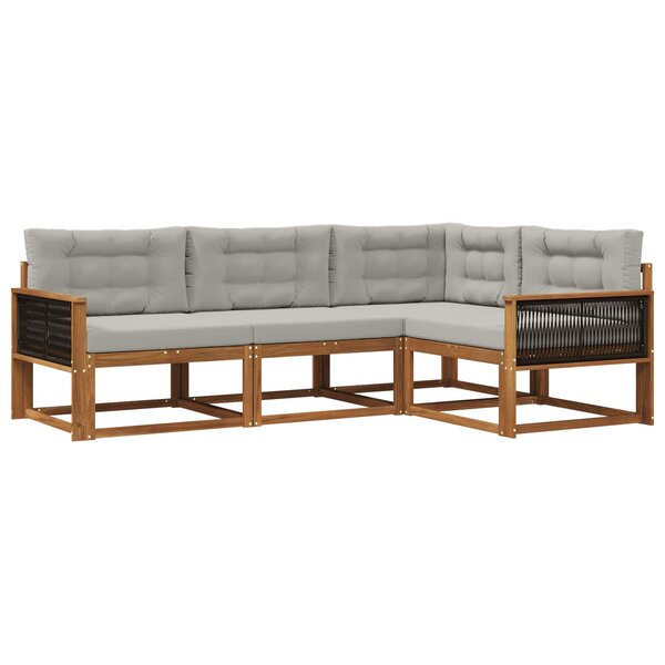 vidaXL Ensemble de canapés d'extérieur 4 pc Naturel et Gris clair