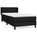 vidaXL Sommier à lattes de lit avec matelas Noir 90x200 cm Tissu