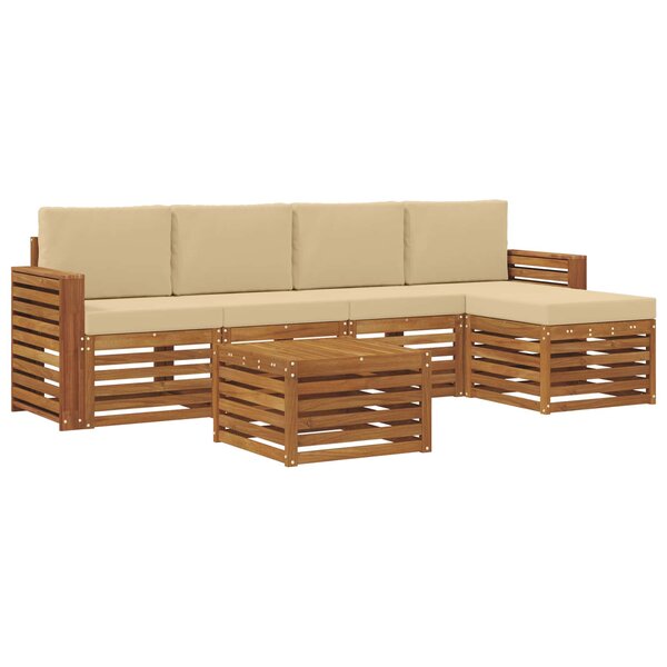 vidaXL Ensemble de canapés d'extérieur 6 Pièces Naturel et Beige