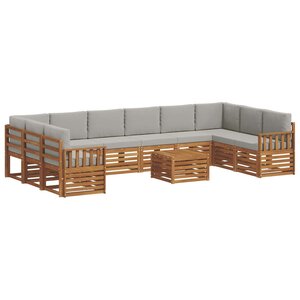 vidaXL Ensemble de canapés d'extérieur 11 pc Gris Naturel et Clair