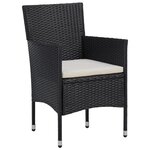 vidaXL Ensemble à manger de jardin 3 Pièces Noir Résine tressée et verre