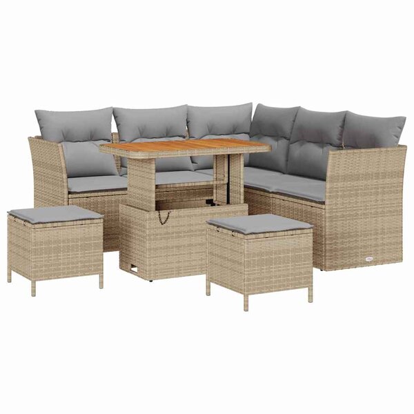 vidaXL Ensemble de canapé de jardin 8 Pièces Beige polyrotin