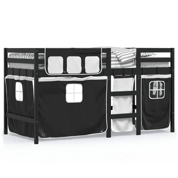 vidaXL Lit mezzanine enfants avec rideaux sans matelas 90x200cm