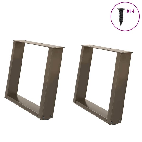 vidaXL Pieds de table basse en U 2 pièces acier naturel 70 x (42-43) cm