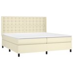 vidaXL Sommier à lattes de lit matelas LED Crème 200x200 cm Similicuir