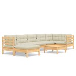 vidaXL Salon de jardin 8 Pièces avec coussins crème Bois de pin massif