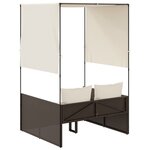 vidaXL Chaise longue double avec toit et rideaux marron résine tressée