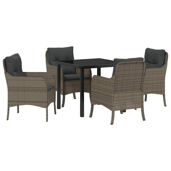 vidaXL Ensemble de salle à manger pour jardin 5 Pièces Gris Poly rotin