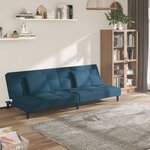 vidaXL Canapé-lit à 2 places avec deux oreillers bleu velours