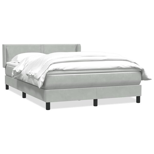 vidaXL Sommier à lattes de lit et matelas gris clair 160x220cm velours