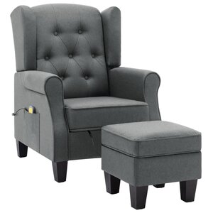 vidaXL Fauteuil de massage avec repose-pied Gris clair Tissu