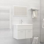 vidaXL Ensemble de meubles de salle de bain Blanc brillant Aggloméré