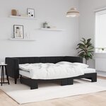 vidaXL Lit de jour avec lit gigogne et matelas noir 80x200 cm velours