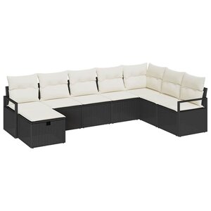 vidaXL Ensemble de Canapés avec coussin 8 Pièces Noir et Crème polyrotin