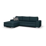 Canapé d'angle convertible réversible + coffre de rangement - Tissu Bleu - 289 x 94/188 x 88 cm - INDIAN