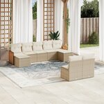 vidaXL Salon de jardin avec coussins 9 Pièces beige résine tressée