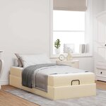 vidaXL Cadre de lit avec matelas avec matelas 2 Pièces Crème tissu
