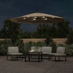 vidaXL Parasol en porte-à-faux LED et mât en acier 300 cm Taupe