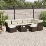 vidaXL Salon de jardin 10 Pièces avec coussins marron résine tressée