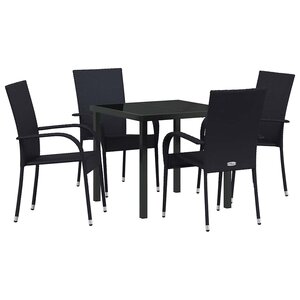 vidaXL Ensemble de salle à manger pour jardin 5 Pièces Noir Poly rotin