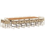 vidaXL Ensemble à manger de jardin et coussins 17 Pièces beige