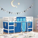 vidaXL Lit mezzanine enfants avec rideaux sans matelas bleu 80x200cm