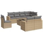 vidaXL Salon de jardin avec coussins 9 Pièces beige résine tressée