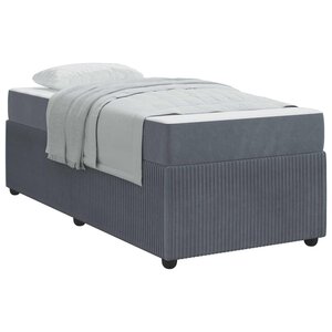 vidaXL Cadre de lit avec matelas Gris foncé 90 x 190 cm tissu