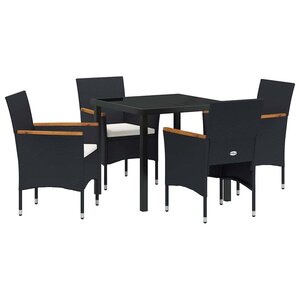 vidaXL Ensemble de salle à manger pour jardin 5 Pièces Noir polyrotin
