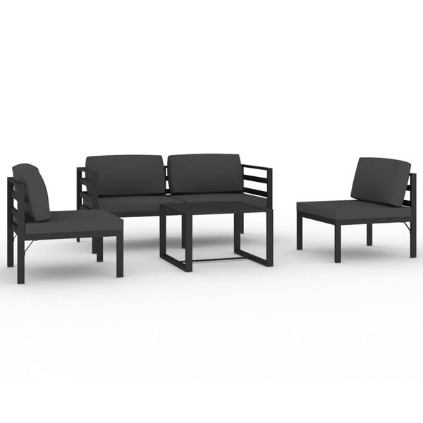 Salon de jardin meuble d'extérieur ensemble de mobilier 5 pièces avec coussins aluminium anthracite 02_0016299