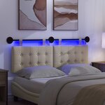 vidaXL Tête de lit suspendue Avec lumière LED Crème Tissu