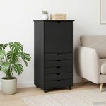 vidaXL Cabinet roulant Gris 53 x 39 x 103 cm Bois de Pin Massif