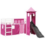 vidaXL Lit mezzanine enfants avec tour rose 80x200cm bois pin massif