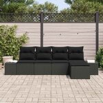 vidaXL Ensemble de canapé de jardin avec coussin 5 Pièces Noir polyrotin