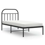 vidaXL Cadre de lit métal sans matelas avec tête de lit noir 90x200 cm