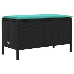 vidaXL Pouf de Jardin Noir et turquoise 80 x 38 x 42 cm Rotin PE