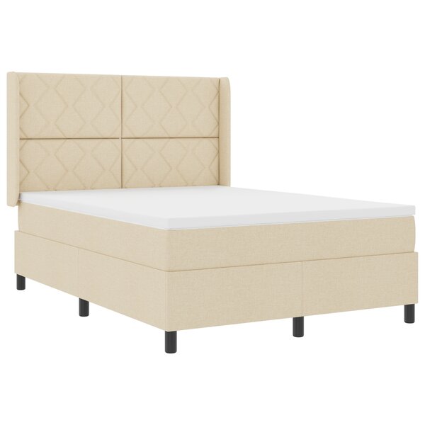 vidaXL Lit avec Sommier à Ressorts et Matelas Crème 140x200 cm Tissu