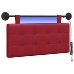 vidaXL Tête de lit suspendue Avec lumière LED Bordeaux Simili cuir