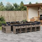 vidaXL Ensemble à manger de jardin 15 Pièces coussins gris résine tressée