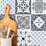 6 stickers carreaux de ciment nuances de gris 15 x 15 cm