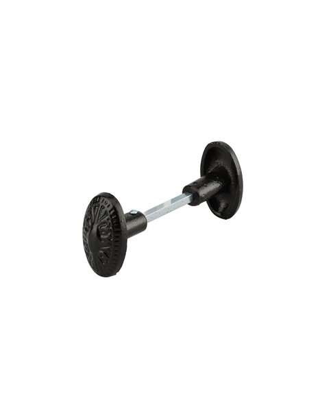 THIRARD - Paire de boutons ovoïdes pour porte d'entrée  carré 6x90mm  1 portée  fonte peinte  noir - THIRARD