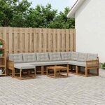 vidaXL Ensemble de canapés d'extérieur 9 Pièces Naturel et gris clair