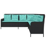 vidaXL Canapé de jardin avec coussins forme de L noir résine tressée