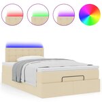 vidaXL Lit ottoman avec matelas et LED crème 120x190 cm tissu