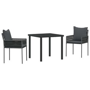 vidaXL Ensemble de salle à manger pour jardin 3 Pièces Noir et gris