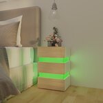 Vidaxl table de chevet à led blanc et chêne sonoma 45x35x67 cm
